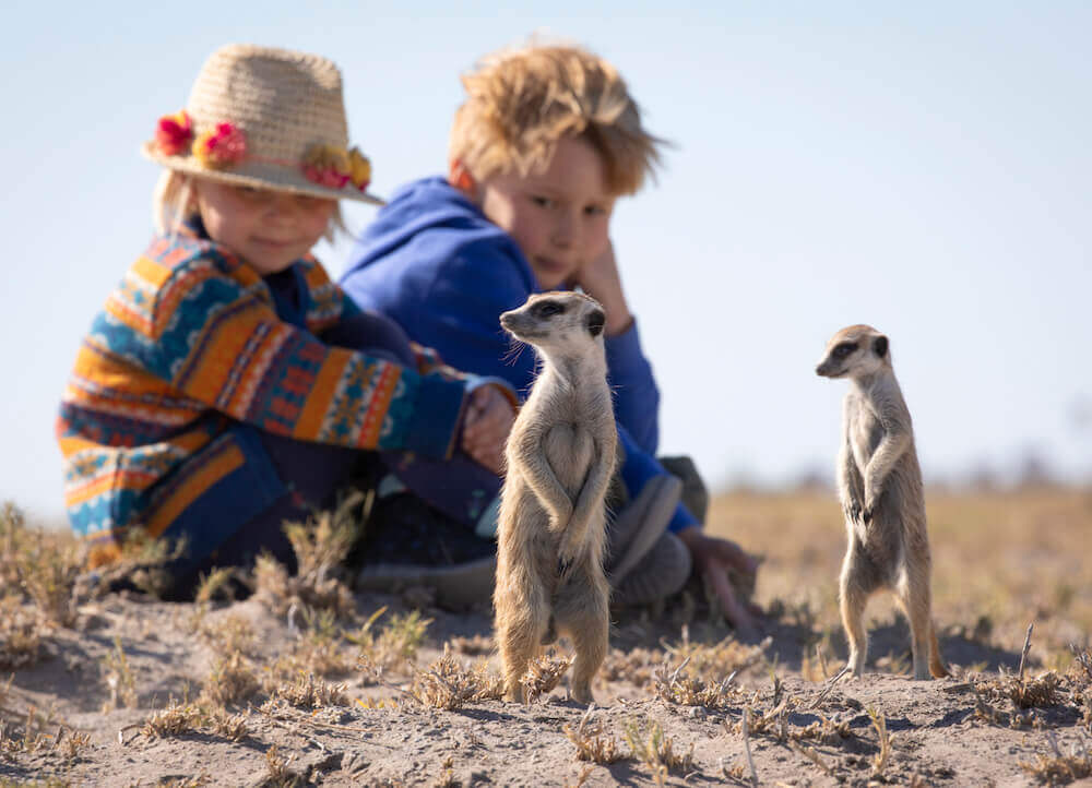 21Camp Kalahari Kids meeting the meerkats 1 - Ganders Travel