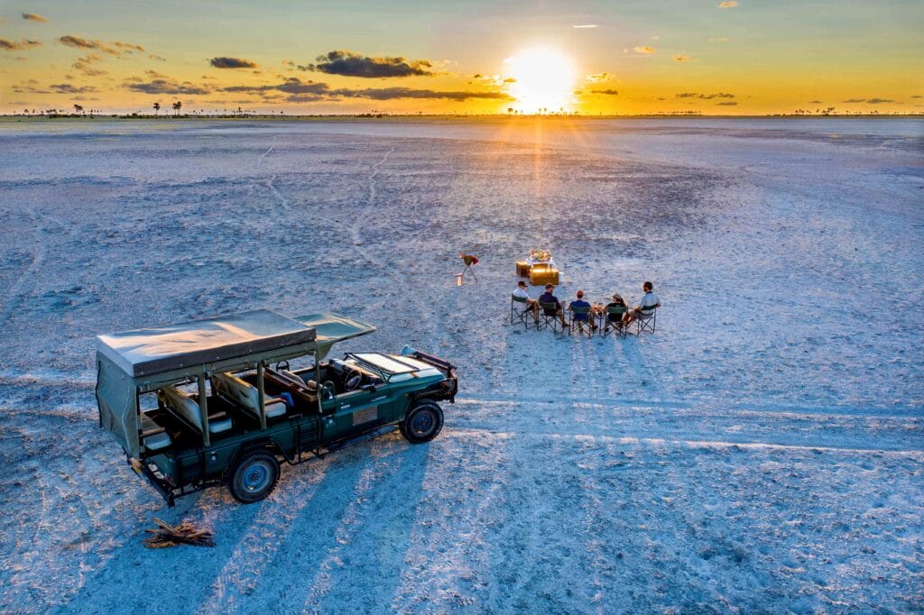 Sundowners, Makgadikgadi Pans, Botswana, Ganders Travel